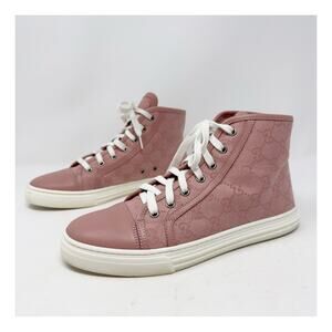 Gucci GG Monogram Canvas High-Top Cap Toe Sneakers Womens Size EU 37.5